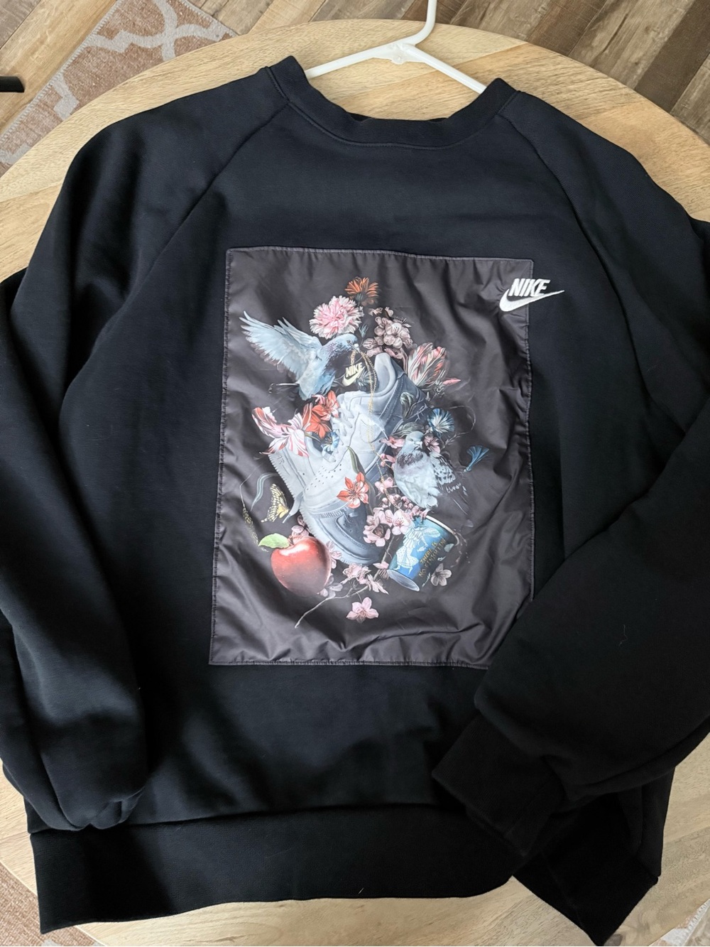 Nike AF1 Masterpiece Pigeon Floral Graphic Crewneck Sweatshirt Black RARE